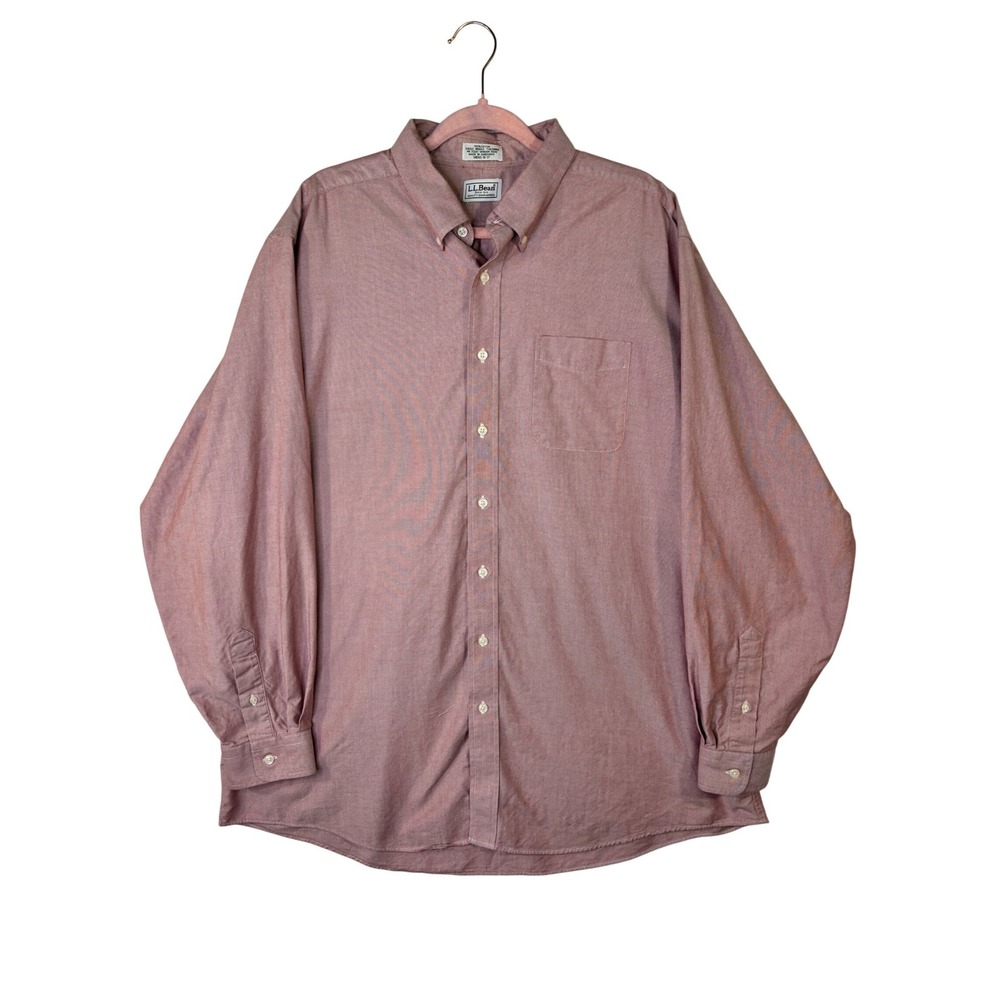 VTG LL Bean Mens 100% Cotton 18-37 Oxford Shirt Long Sleeve Button Down Mauve